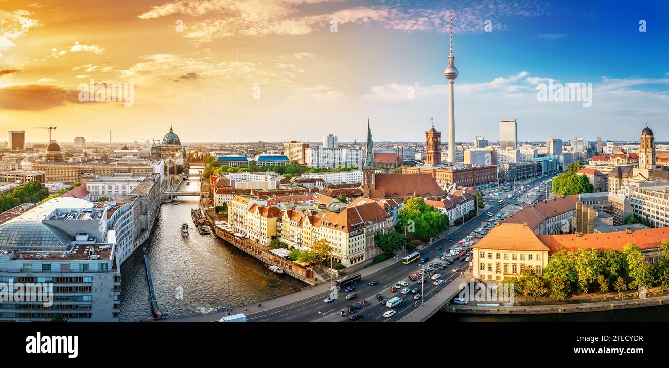 Panoramablick auf die Innenstadt von berlin Stockfoto