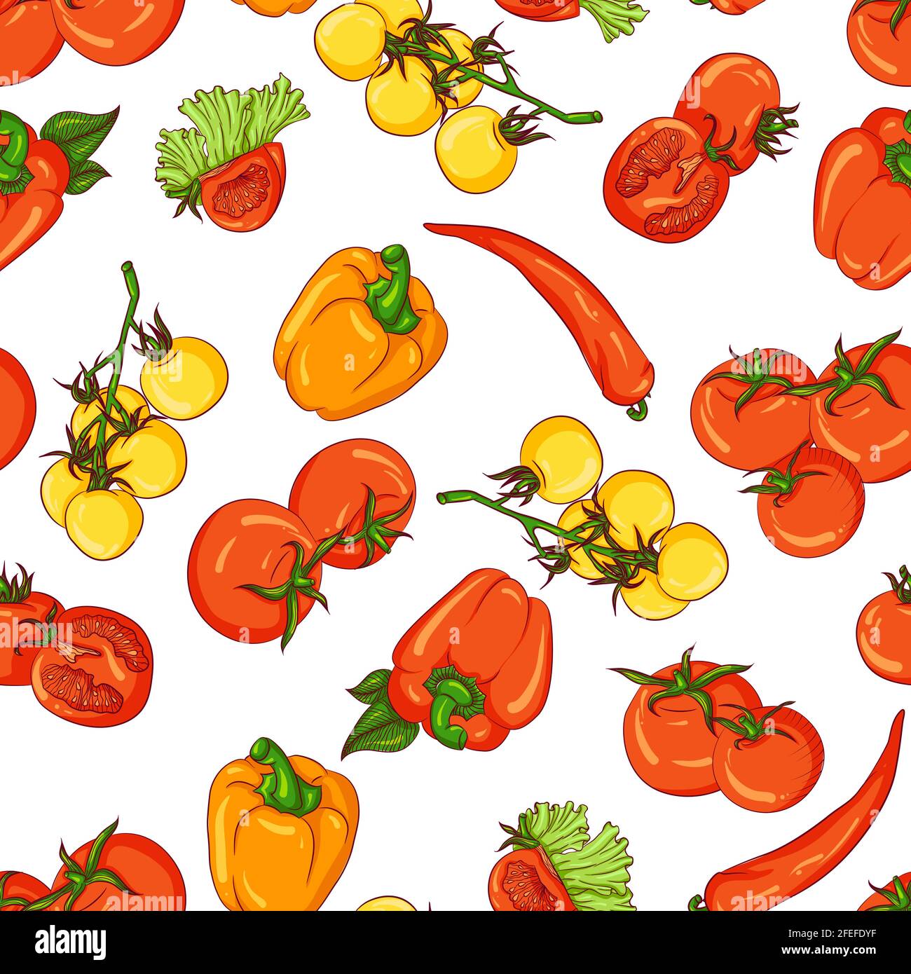 Tomatenpaprika mit nahtlosem Muster Stock Vektor