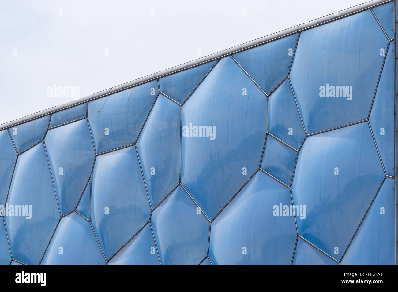 Nahaufnahme der Mauer des Pekinger Wassersportes Zentrieren Stockfoto