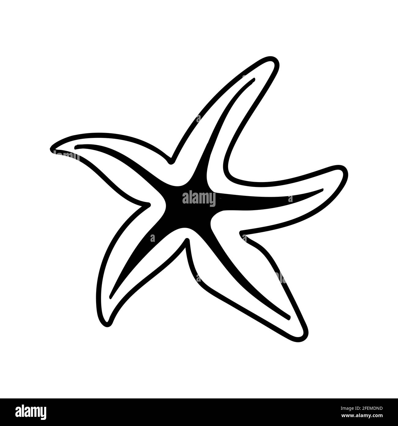 Handgezeichnetes Seestar. Seesterne umreißen Seesternen-Symbol Stock Vektor