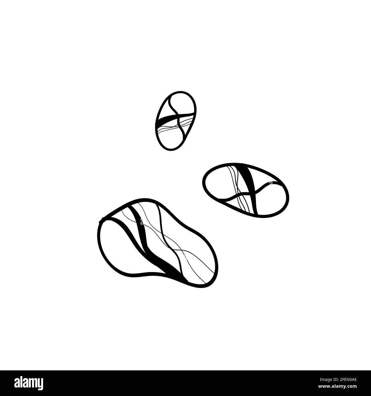 Set aus natürlichen Meeressteinen, isoliert auf Weiß Stock Vektor