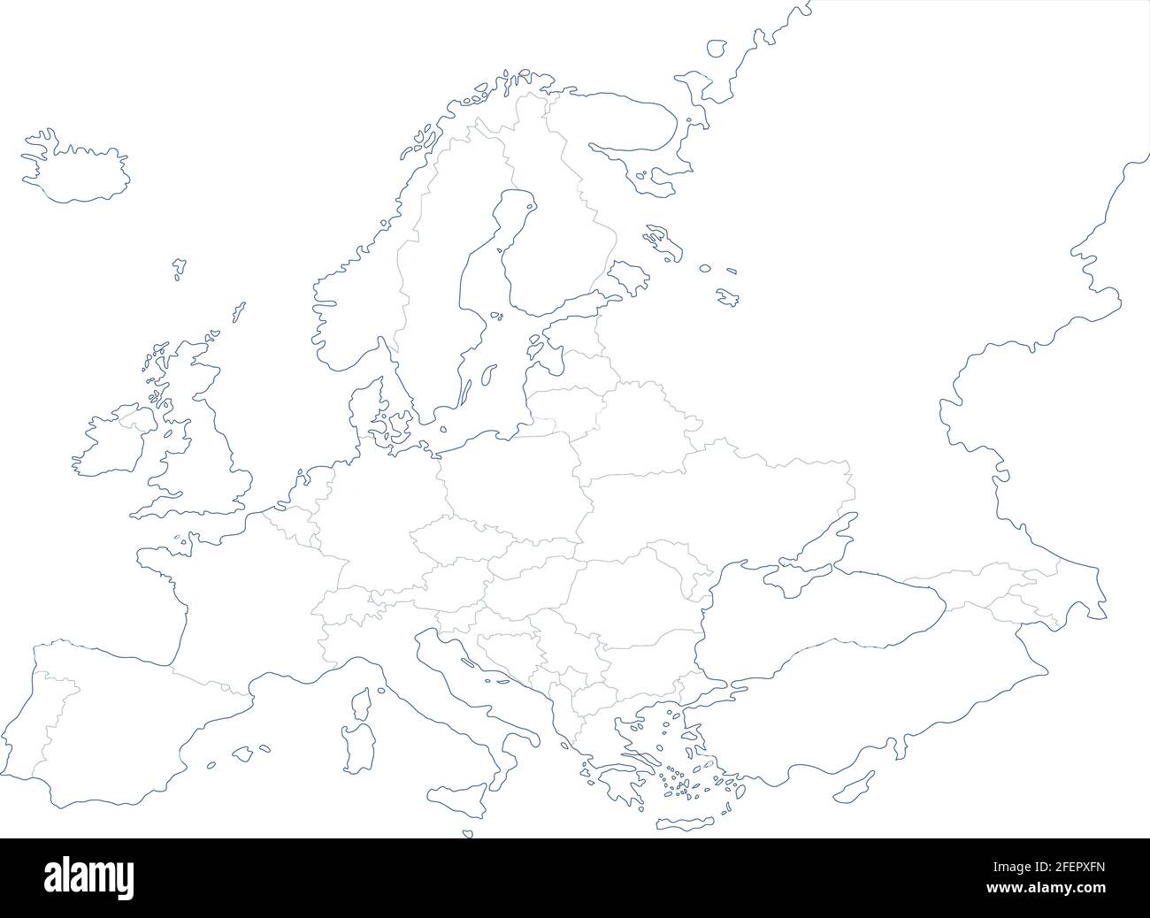 Politische Landkarte von Europa auf weißem Hintergrund. Vektorgrafik Stock Vektor