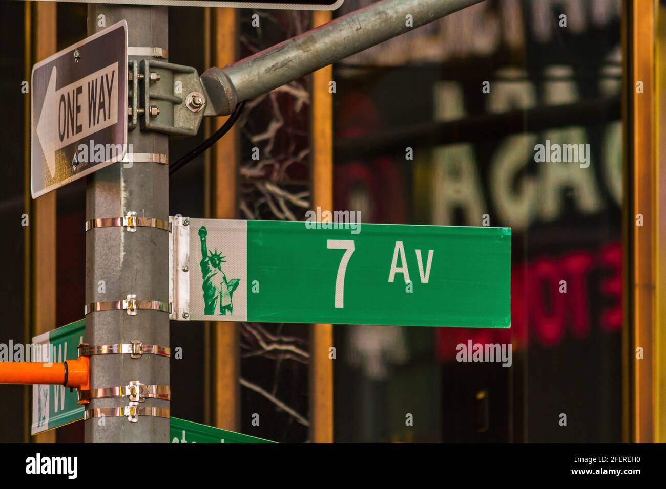Schild 7th Avenue in New York City Stockfoto