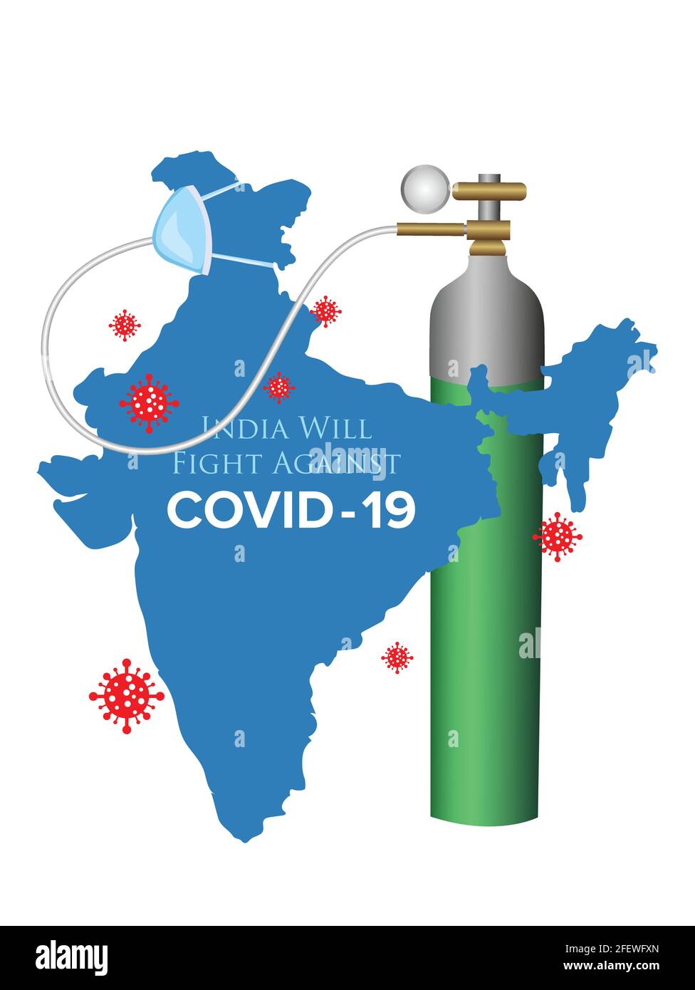 Poster zur Bekämpfung des Coronavirus. Indien wird gegen die Social-Media-Post Covid-19 kämpfen. Vektorgrafik Design Stock Vektor