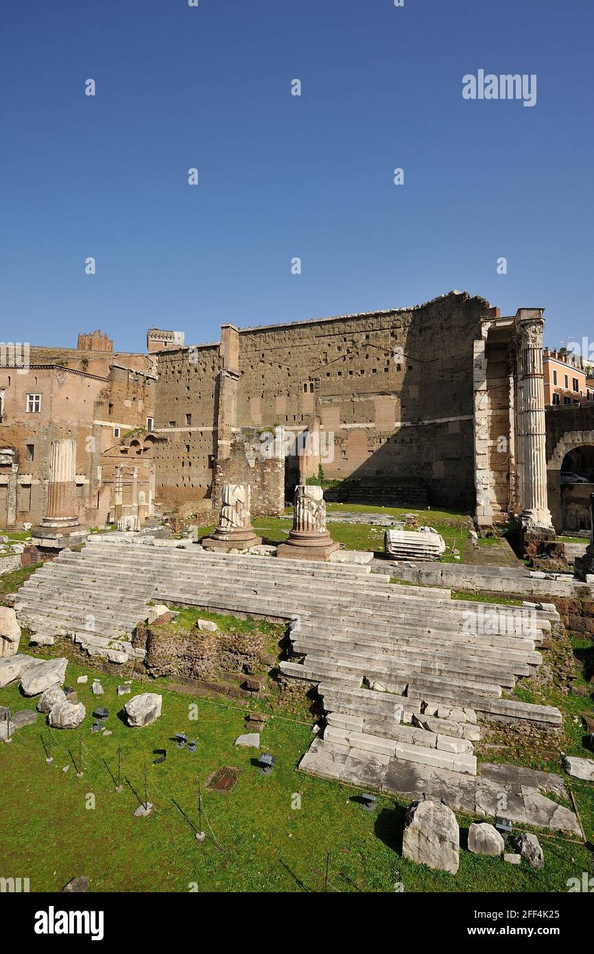 Italien, Rom, Augustusforum, Tempel des Mars Ultor des Avengers (1. Jahrhundert n. Chr.) Stockfoto