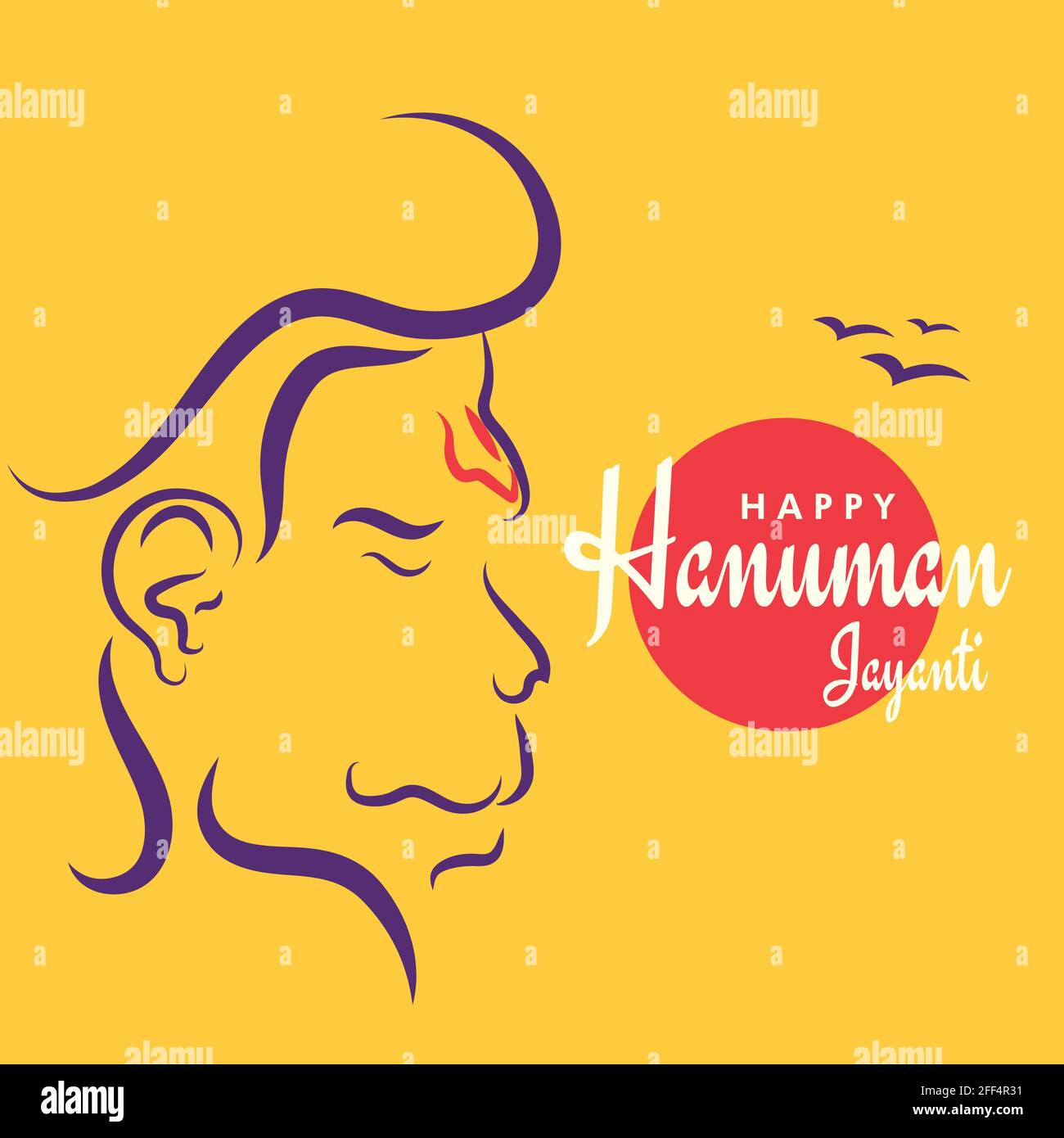 Happy Hanuman Jayanti Banner Poster Festival Gruß Tapete, Hanuman Gesicht Linie Kunst Vektor Design Stock Vektor