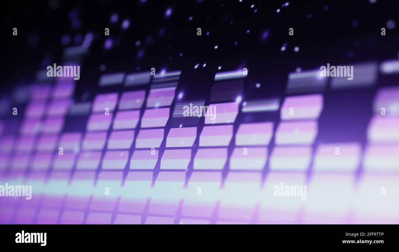 Music Equalizer-Leiste. Audio-Waveform-Equalizer auf schwarzem Hintergrund. Musik oder Schallwelle auf Monitor. Bunte Sound Visualizer abstrakt. Gradient Stockfoto
