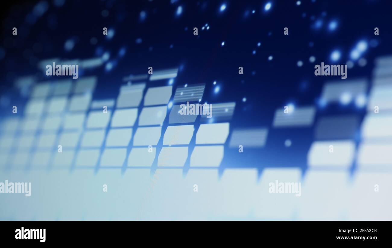 Music Equalizer-Leiste. Audio-Waveform-Equalizer auf schwarzem Hintergrund. Musik oder Schallwelle auf Monitor. Bunte Sound Visualizer abstrakt. Gradient Stockfoto