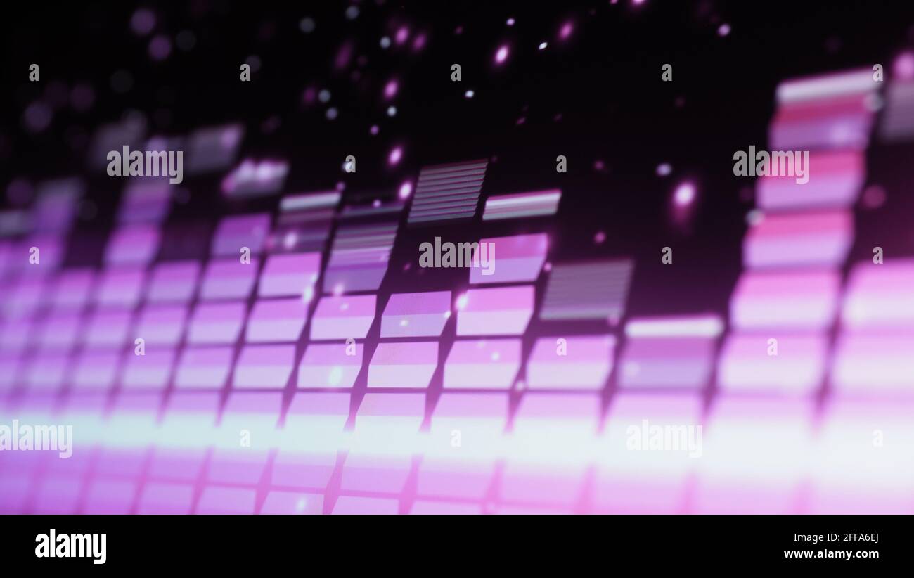 Music Equalizer-Leiste. Audio-Waveform-Equalizer auf schwarzem Hintergrund. Musik oder Schallwelle auf Monitor. Bunte Sound Visualizer abstrakt. Gradient Stockfoto