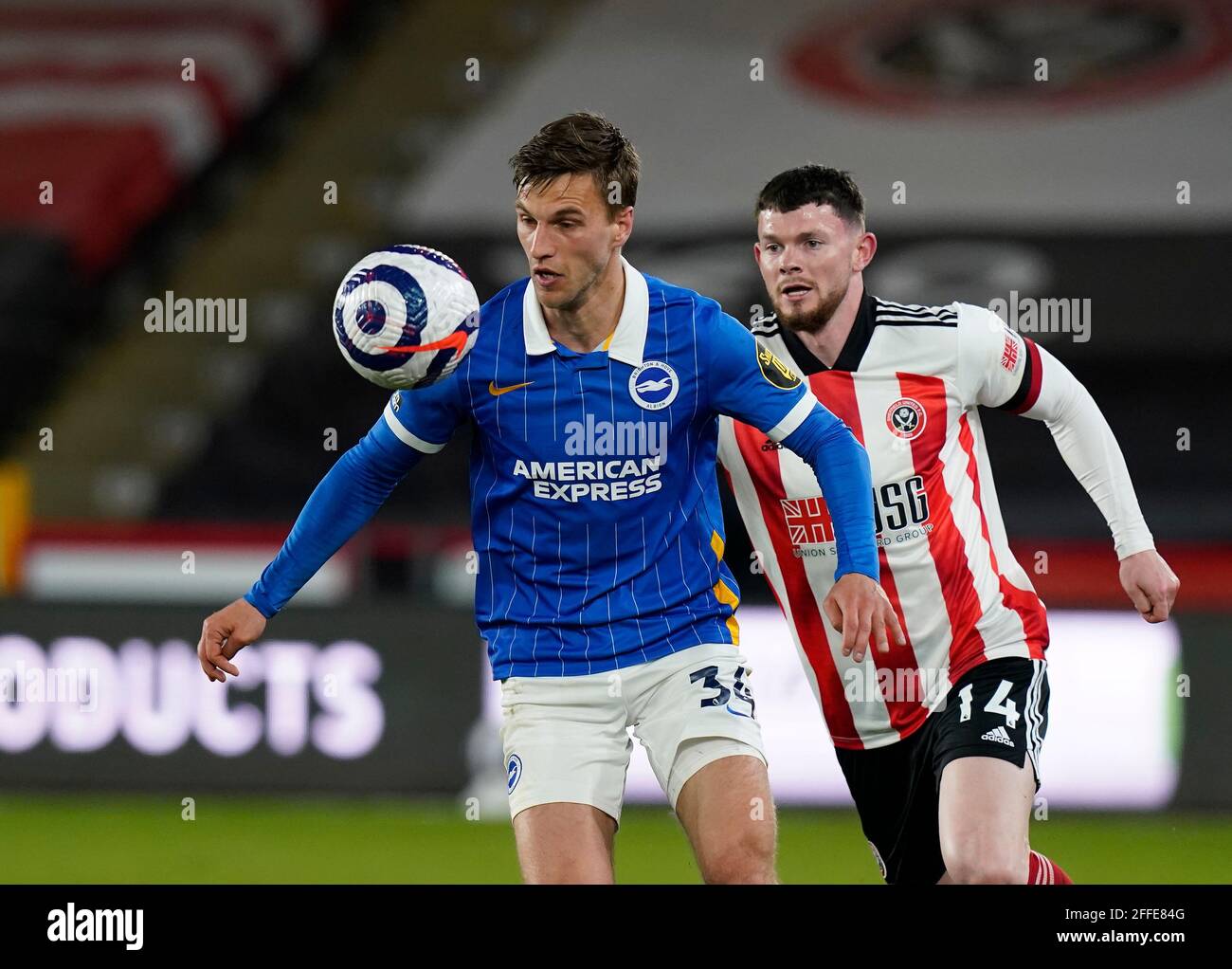 Sheffield, Großbritannien. April 2021. Joel Veltman aus Brighton während des Spiels der Premier League in der Bramall Lane, Sheffield. Bildnachweis sollte lauten: Andrew Yates/Sportimage Kredit: Sportimage/Alamy Live News Stockfoto