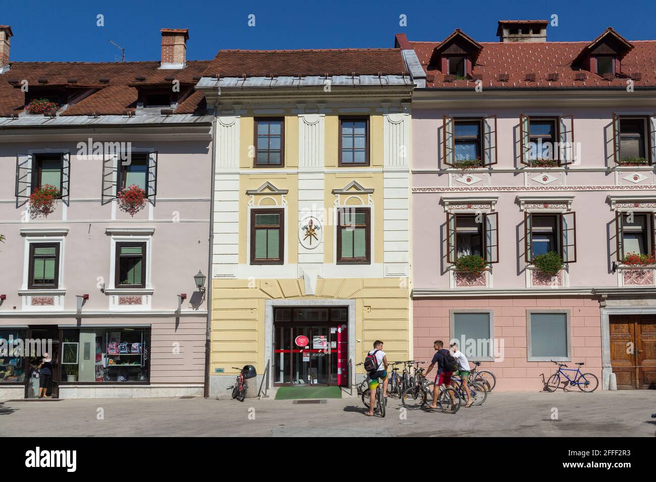 Das ehemalige Rathaus auf dem Stadtplatz, Skofja Loka, Slowenien Stockfoto
