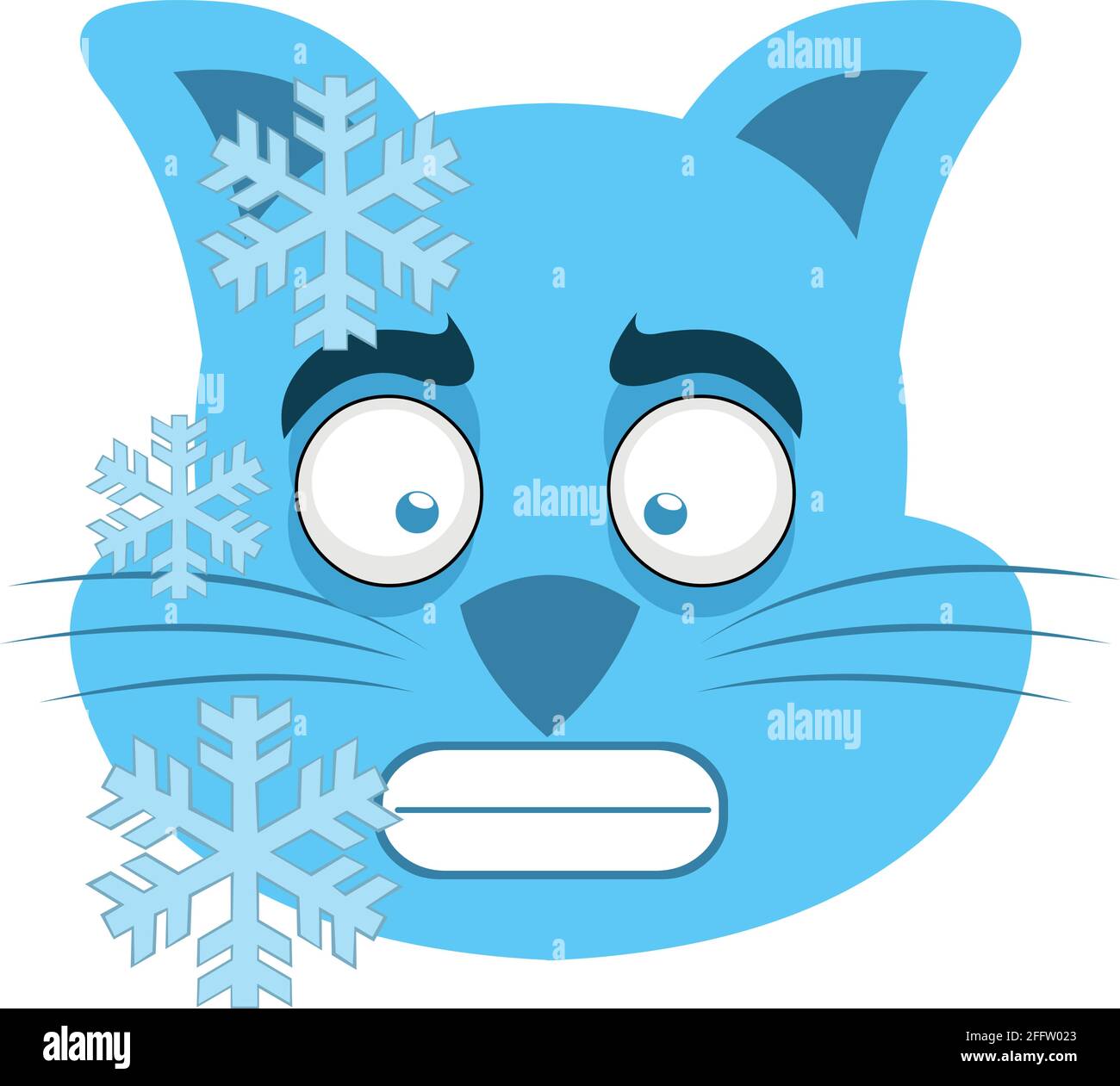 Vektor-Emoticon-Illustration eines gefrorenen Cartoon-Katzenkopfes Stock Vektor
