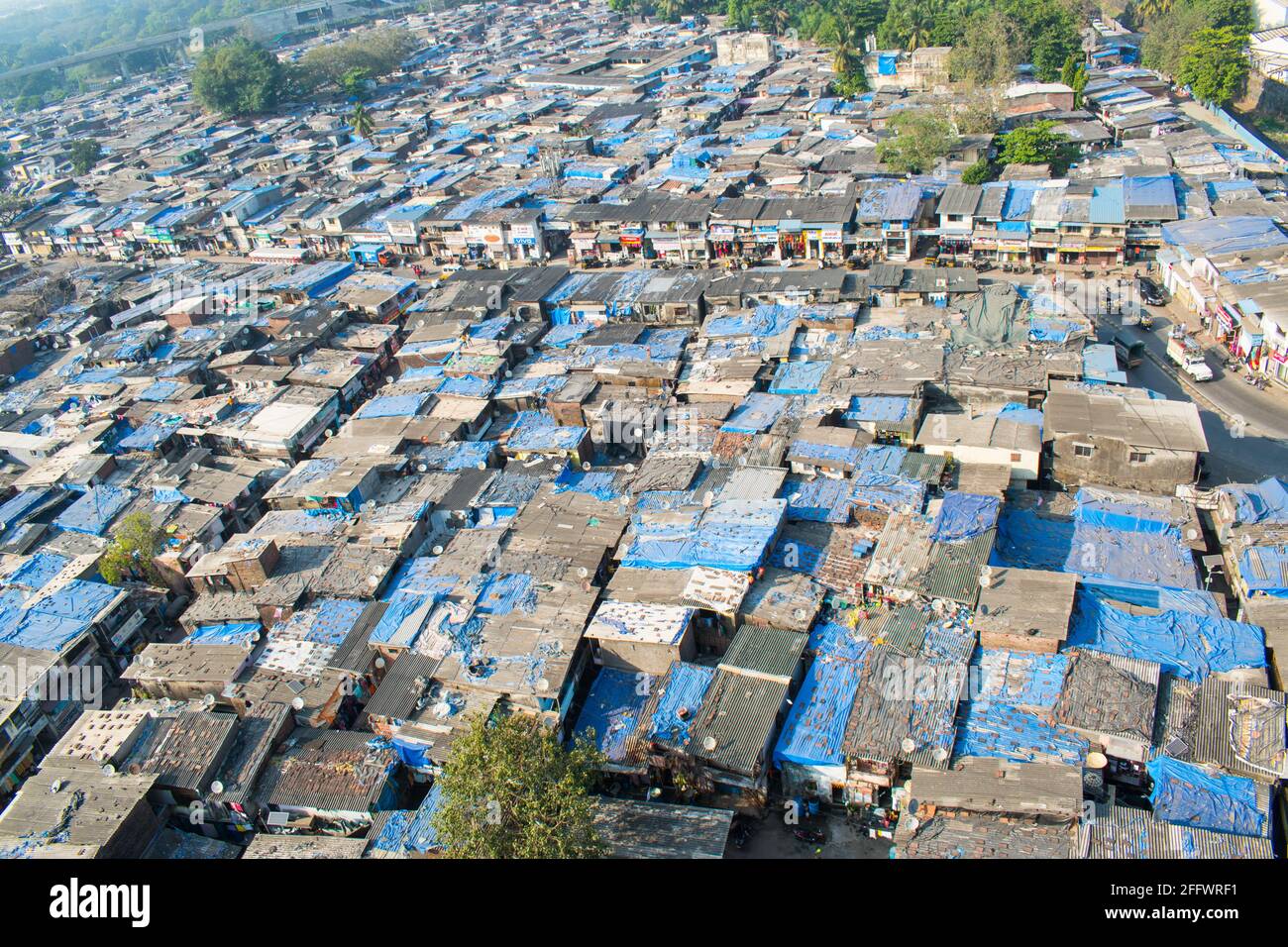 Slums von mumbai maharashtra in Kandivali oder Umbauprojekt in der Nähe Stadtbild Stockfoto