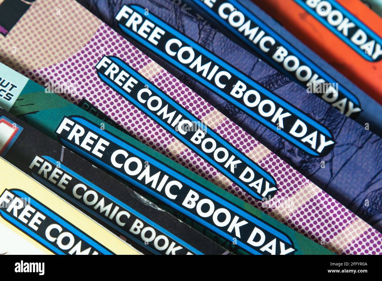 Bangkok, Thailand - 24. April 2021 : traditionell findet der Free Comic Book Day am ersten Samstag im Mai statt. Stockfoto