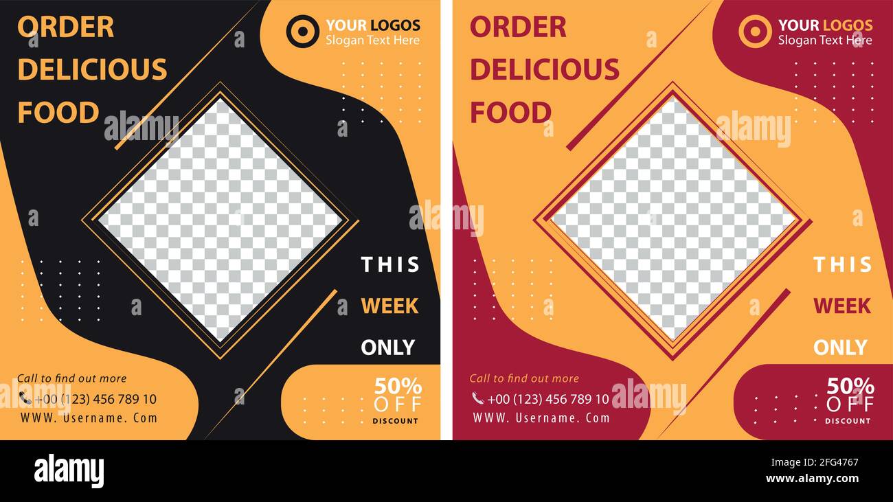 Menü-Thema Social Media Post Template Set Stock Vektor