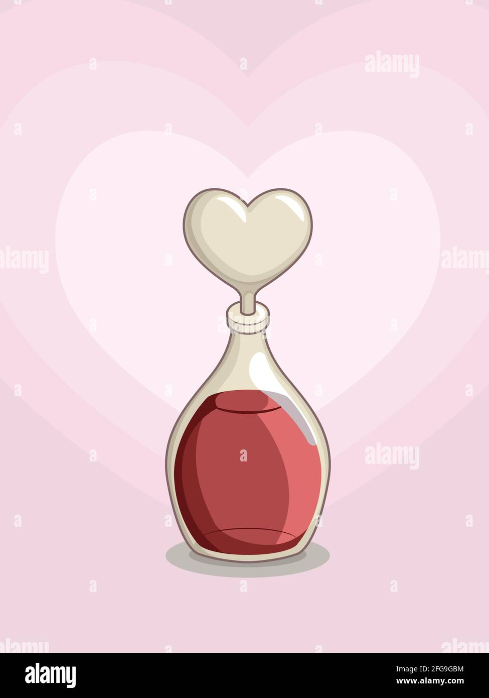 Karikatur Zur Illustration Von Pink Love Potion Fantasy Elixir Flasche Stock Vektor