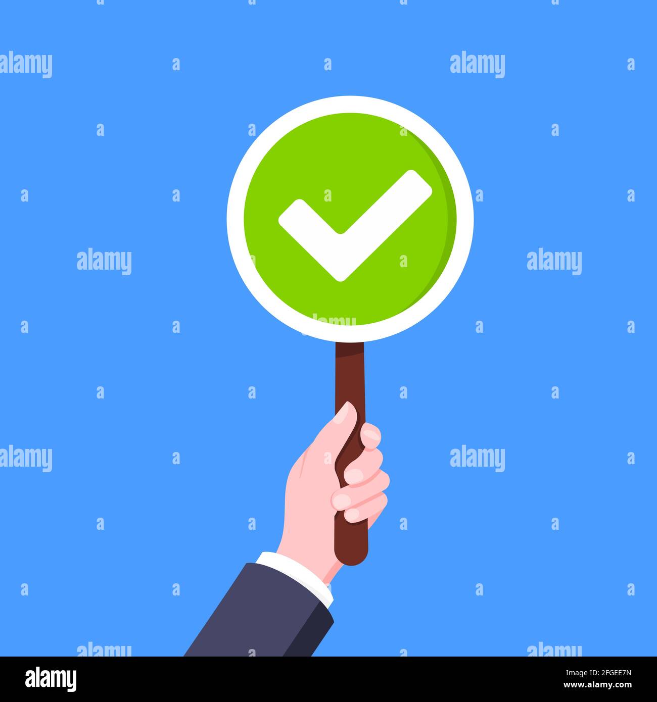 Hand Halten Hakchen Kreuzen Runde Banner Platte Business Konzept Flache Stil Design Vektor Illustration Banner Fur Das Demonstrationsplakat Oder Wahlvotintest Stock Vektorgrafik Alamy