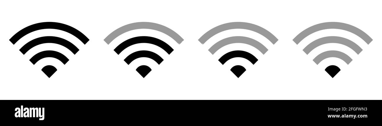 Set aus wlan-Wireless-Symbol mit Signalqualität für die Visualisierung. Symbole für Fernzugriff und Funkwellen-Kommunikation. Vektorgrafik EPS10 Stock Vektor