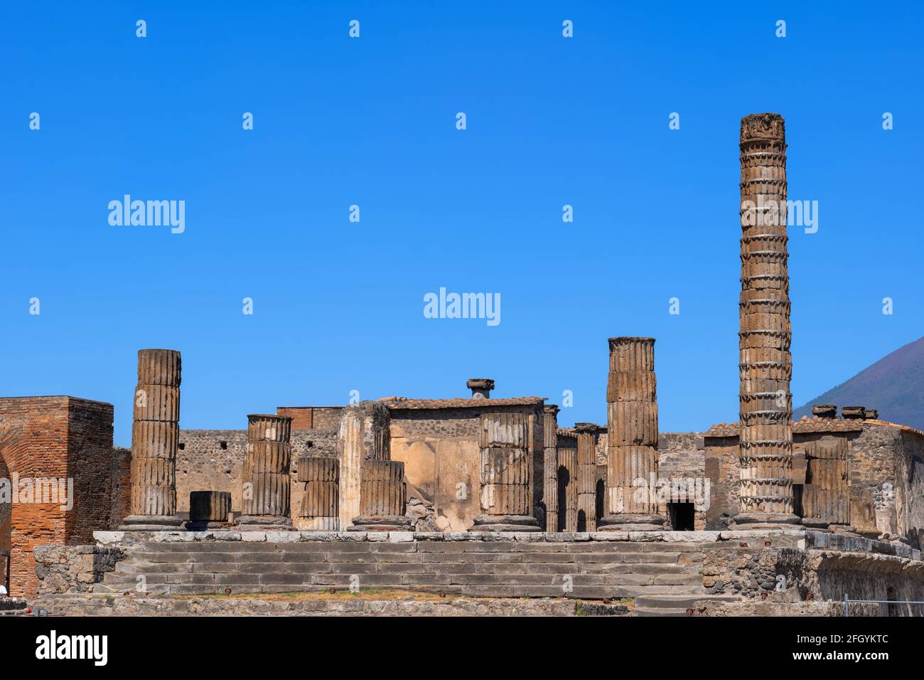 Jupitertempel (Kapitol, Kapitolinische Triade) Ruinen in der antiken römischen Stadt Pompeji in Kampanien, Italien Stockfoto