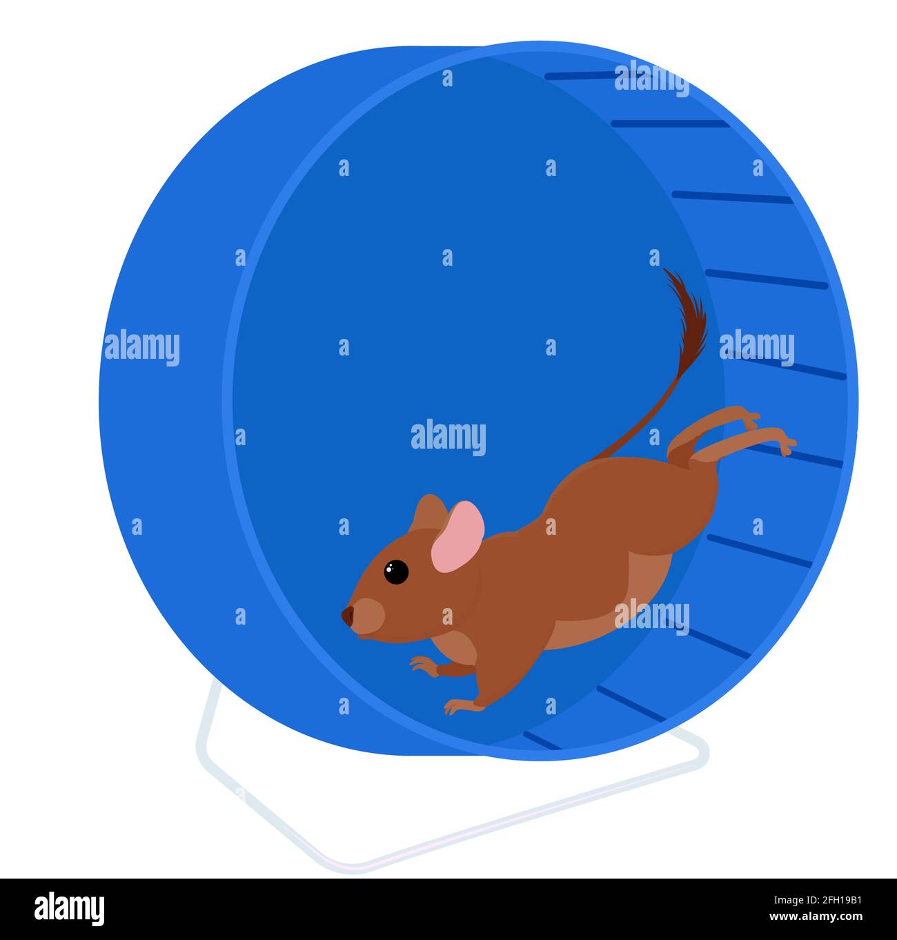 Degu läuft in Well isoliert auf weiß. Cartoon Haustier-Degus, Pinsel-tailed Ratte Vektor-Illustration. Stock Vektor