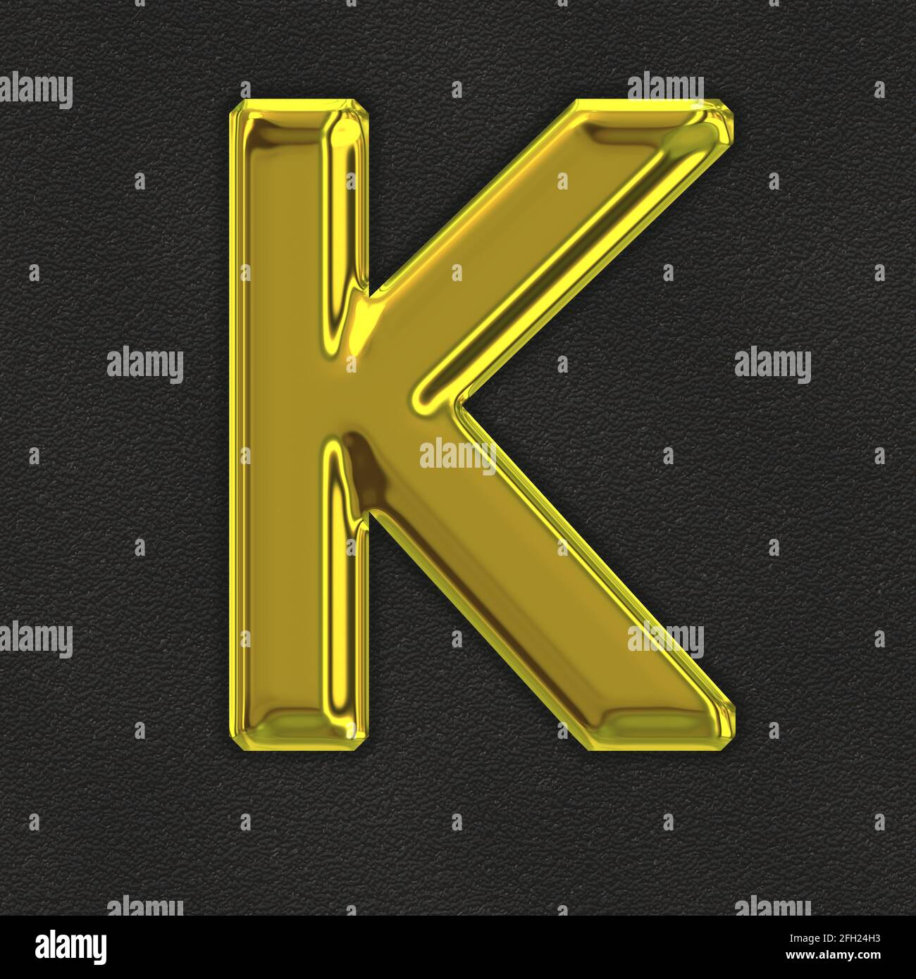 Quadratische Grafik mit dem goldenen Großbuchstaben K, das A darstellt Großbuchstaben Stockfoto