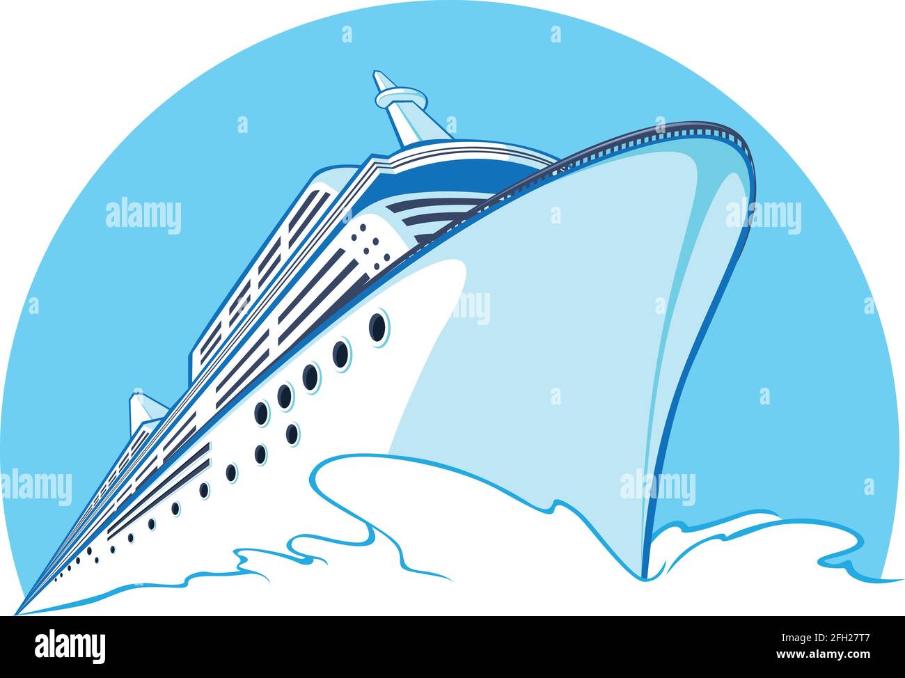 Kreuzfahrt Schiff Urlaub Yacht Ocean Liner Cartoon Logo Illustration Stock Vektor