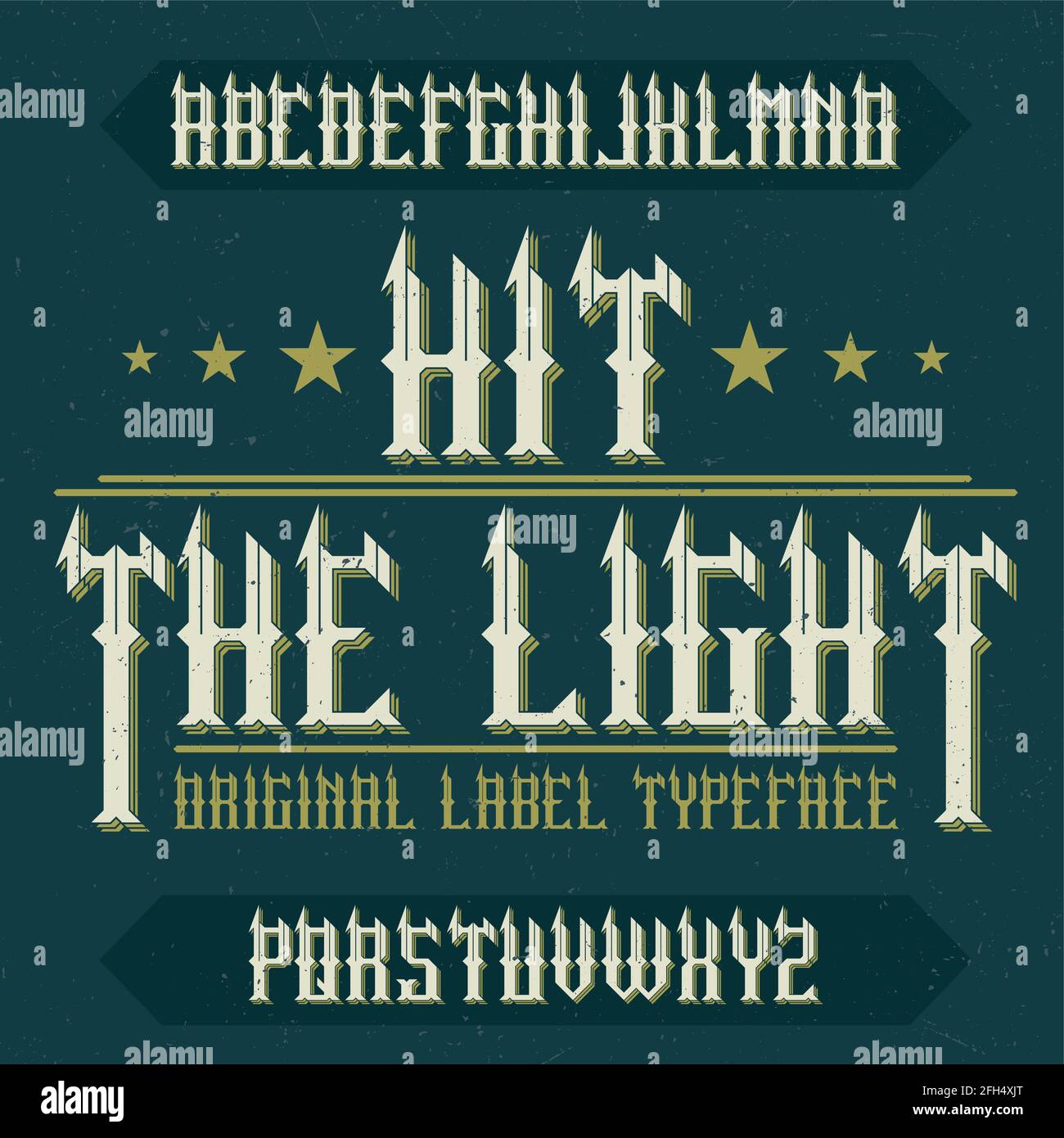 Vintage Label Schrift namens Hit the Light. Gute Schriftart für jedes Vintage-Label oder Logo. Stock Vektor