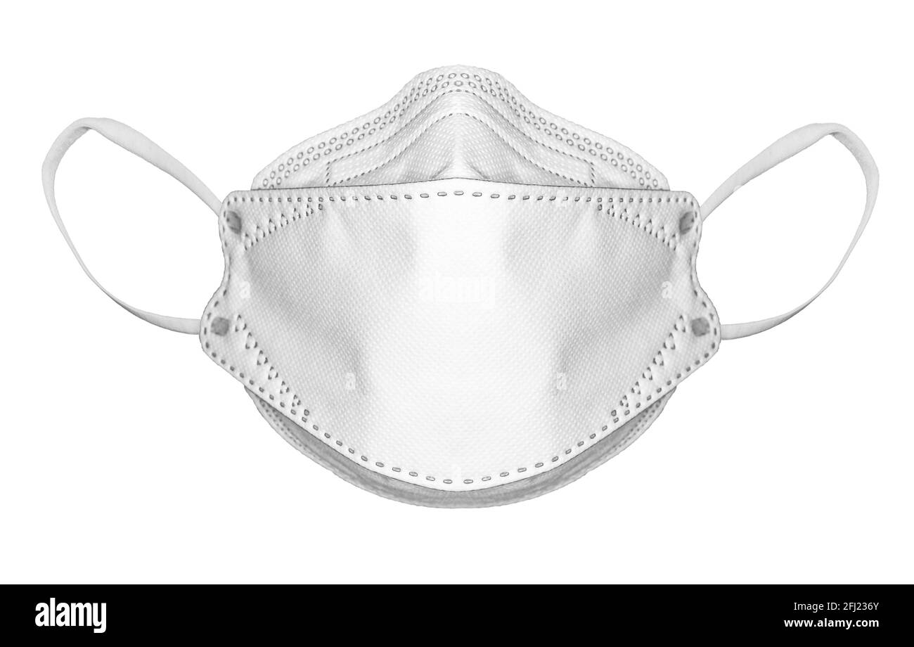 Einwegmaske mit Ohrbügel, FFP2 mit N95-, KN95-Schutz. Gesichtsmaske zum Schutz vor Covid-19. Ohne Beatmungsventil, PR Stockfoto
