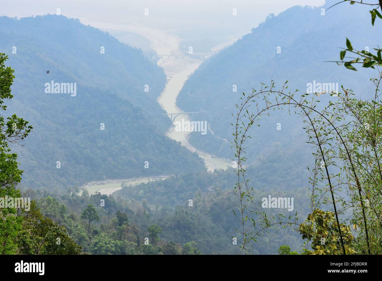 Zusammenfluss von Tälern und Fluss Teesta und zwei Bräute . Stockfoto