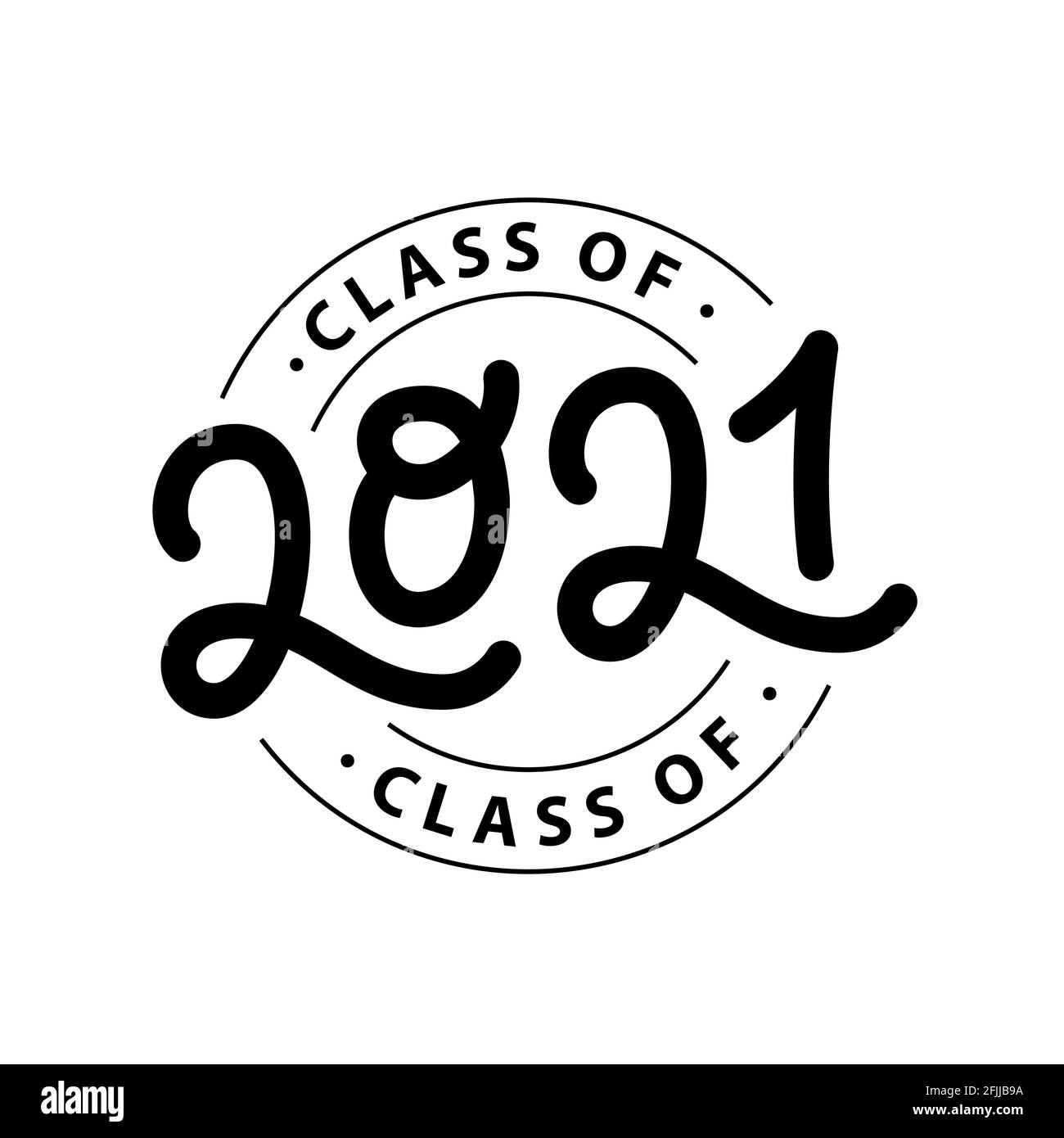 Absolvent 2021. Klasse 2021. Schriftzug Logo Stempel. Jahrbuch „Design für Absolventen“. Vektorgrafik. Stock Vektor