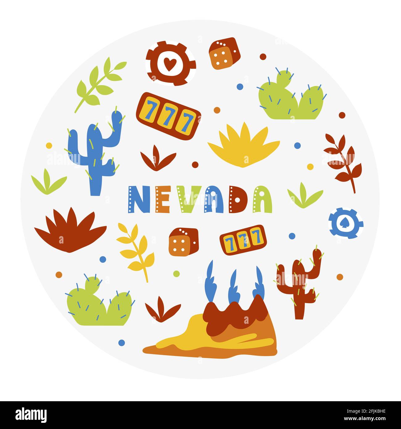 USA Kollektion. Vektor-Illustration von Nevada Thema. Zustandssymbole Stock Vektor