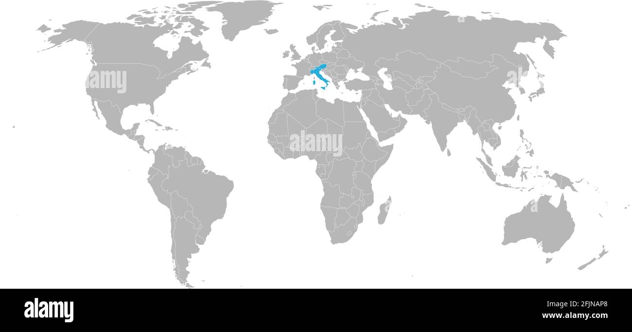 Österreich, Italien Länder isoliert auf der Weltkarte. Hellgrauer Hintergrund. Reisehintergründe. Stock Vektor