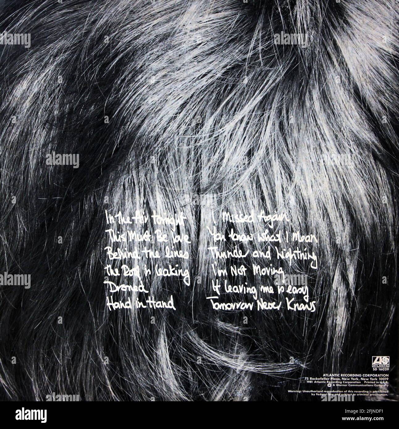 Phil Collins: 1981. LP-Frontabdeckung: Nominalwert Stockfoto