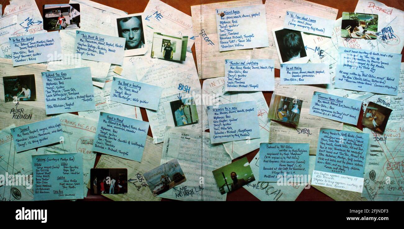 Phil Collins: 1981. LP-Gesamteinband innen: Nominalwert Stockfoto