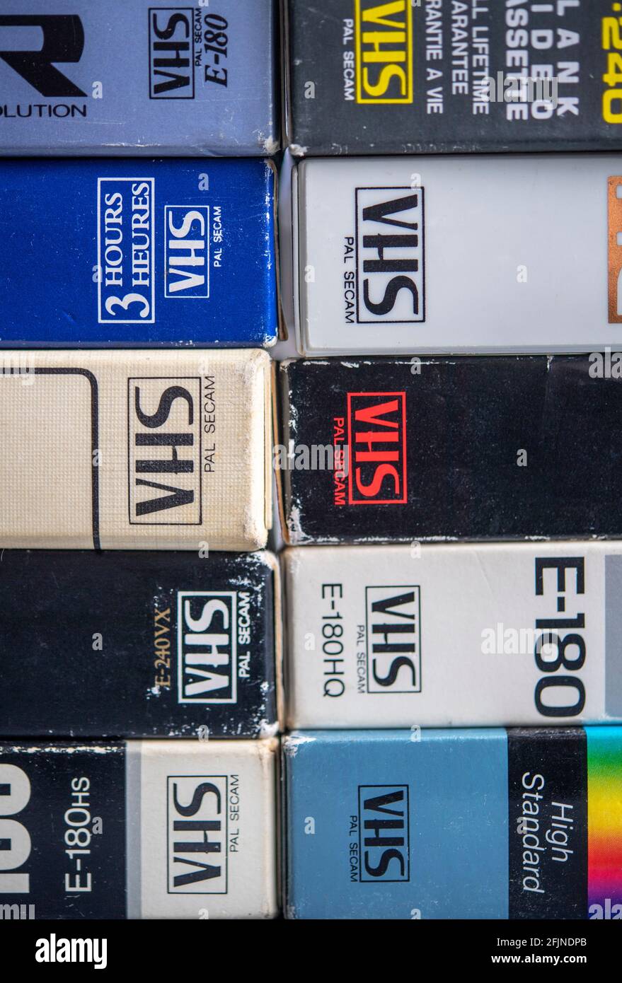 Stapel von VHS-Videokassetten Stockfoto
