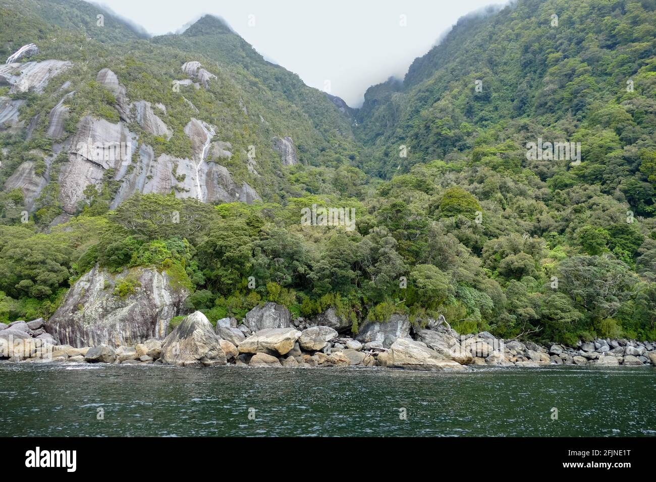 Natürliche Landschaft rund um den Milford Sound auf der Südinsel von Neuseeland Stockfoto