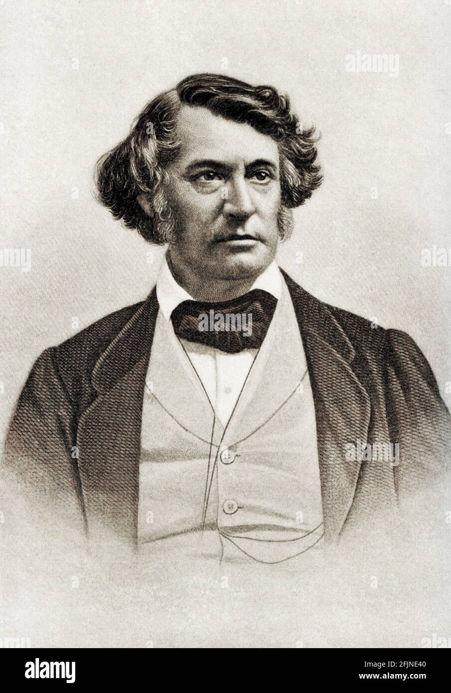 Charles Sumner (1811–1874) war ein amerikanischer Staatsmann und Senator der Vereinigten Staaten aus Massachusetts. Als akademischer Anwalt und mächtiger Redner war Sumner während des amerikanischen Bürgerkrieges der Anführer der Anti-Sklaverei-Kräfte im Staat und ein Führer der radikalen Republikaner im US-Senat. Stockfoto