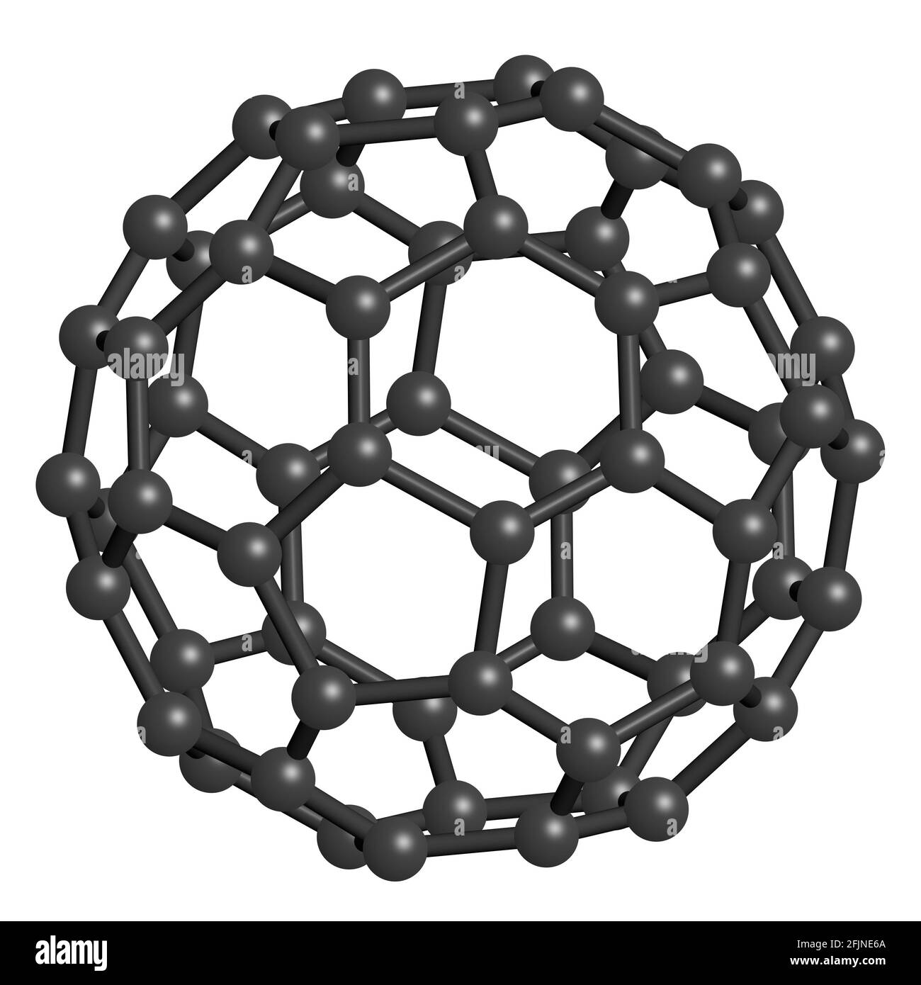 Fullerene C60 Molekül 3D wissenschaftliches Modell chemische Struktur Stockfoto