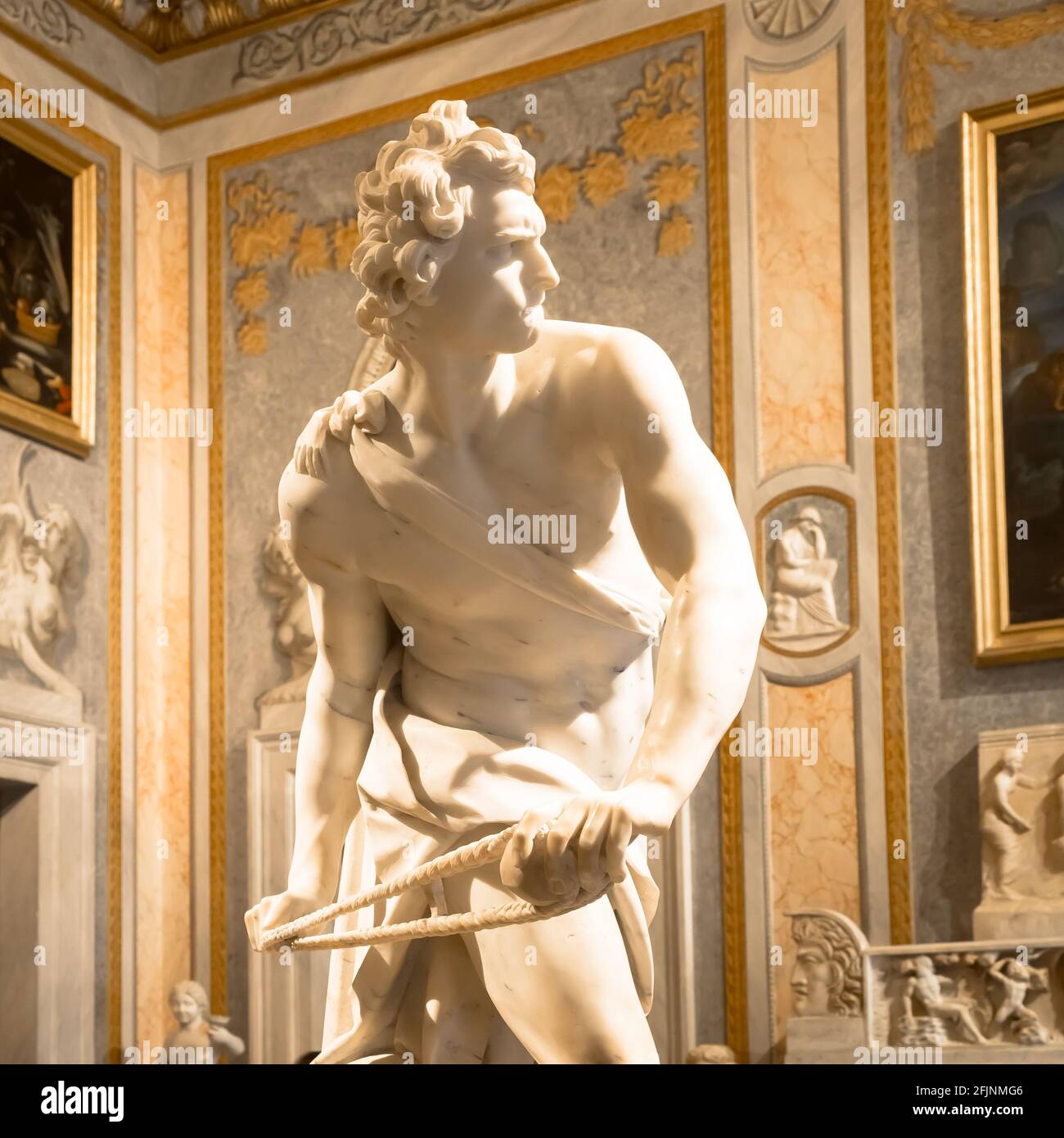 Rom, Italien, 24. AUGUST 2018: Gian Lorenzo Bernini Meisterwerk, David, datiert 1624 Stockfoto