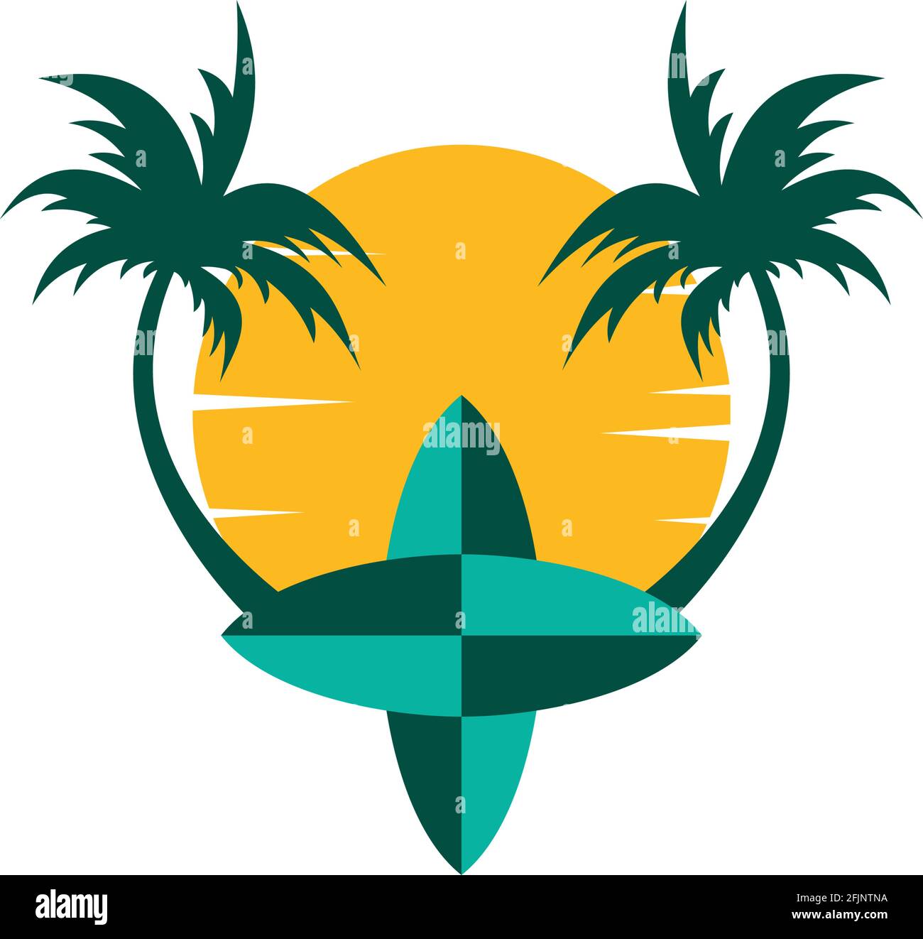 Surfen Insel Logo Symbol Vektor Vektor Konzept Grafik-Design Stock Vektor