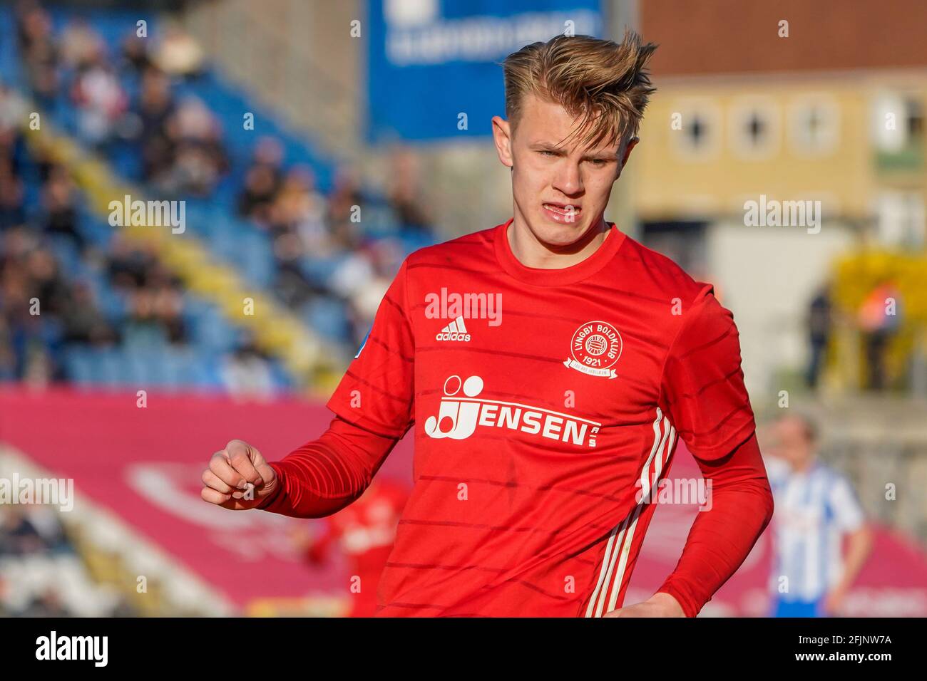 Odense, Dänemark. April 2021. Emil Kornvig (25) von Lyngby Boldklub wurde während des 3F Superliga-Spiels zwischen Odense Boldklub und Lyngby Boldklub im Nature Energy Park in Odense gesehen. (Foto: Gonzales Photo/Alamy Live News Stockfoto