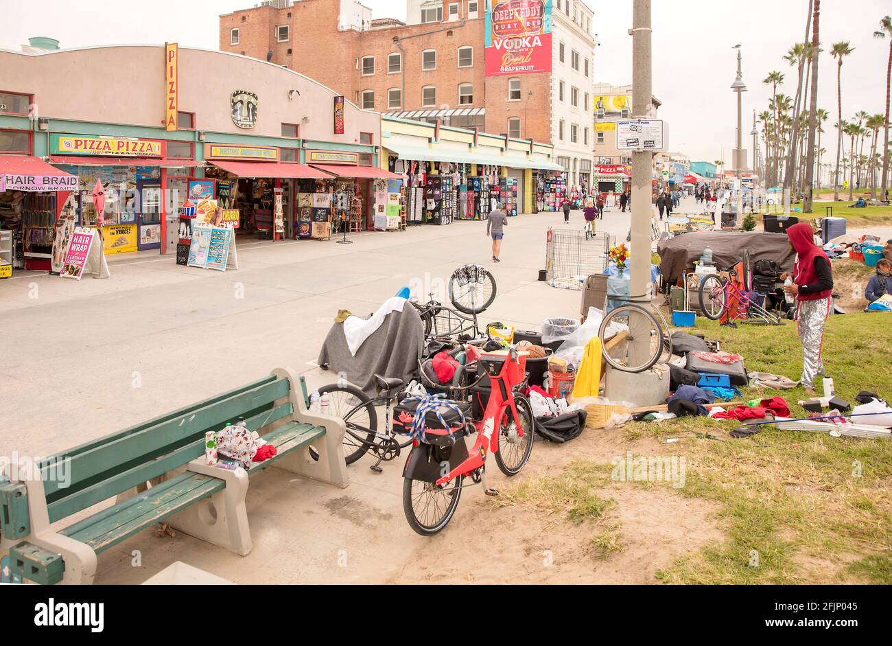 Obdachlosenlager Venice Beach, Los Angeles, Kalifornien, USA Stockfoto