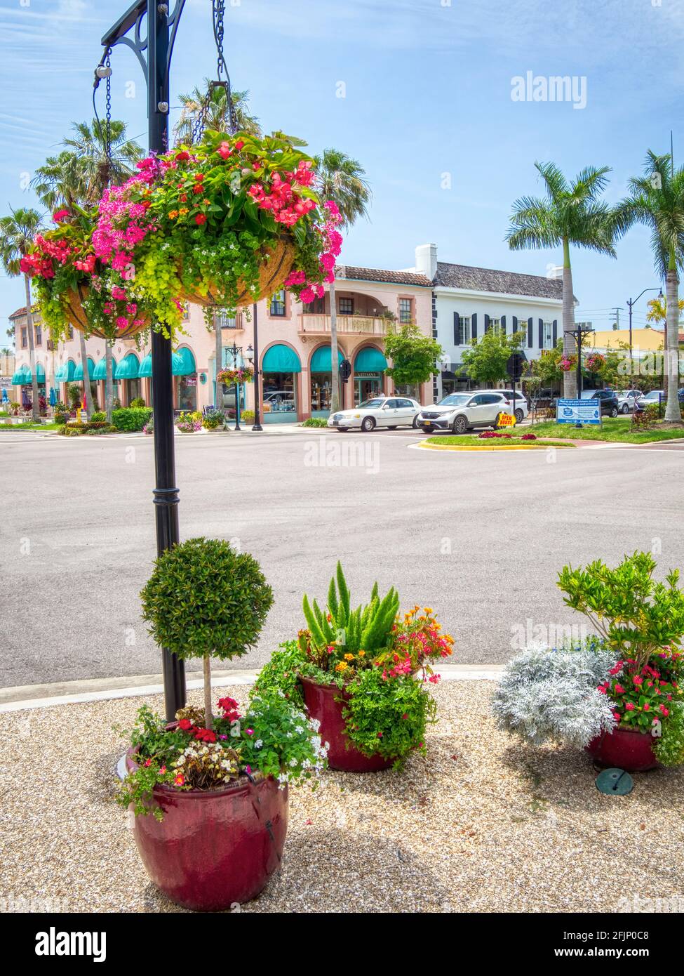 Venice Avenue in der Innenstadt Shopping-Restaurant-Bereich in der Southwest Florida Stadt von Venedig Florida USA Stockfoto