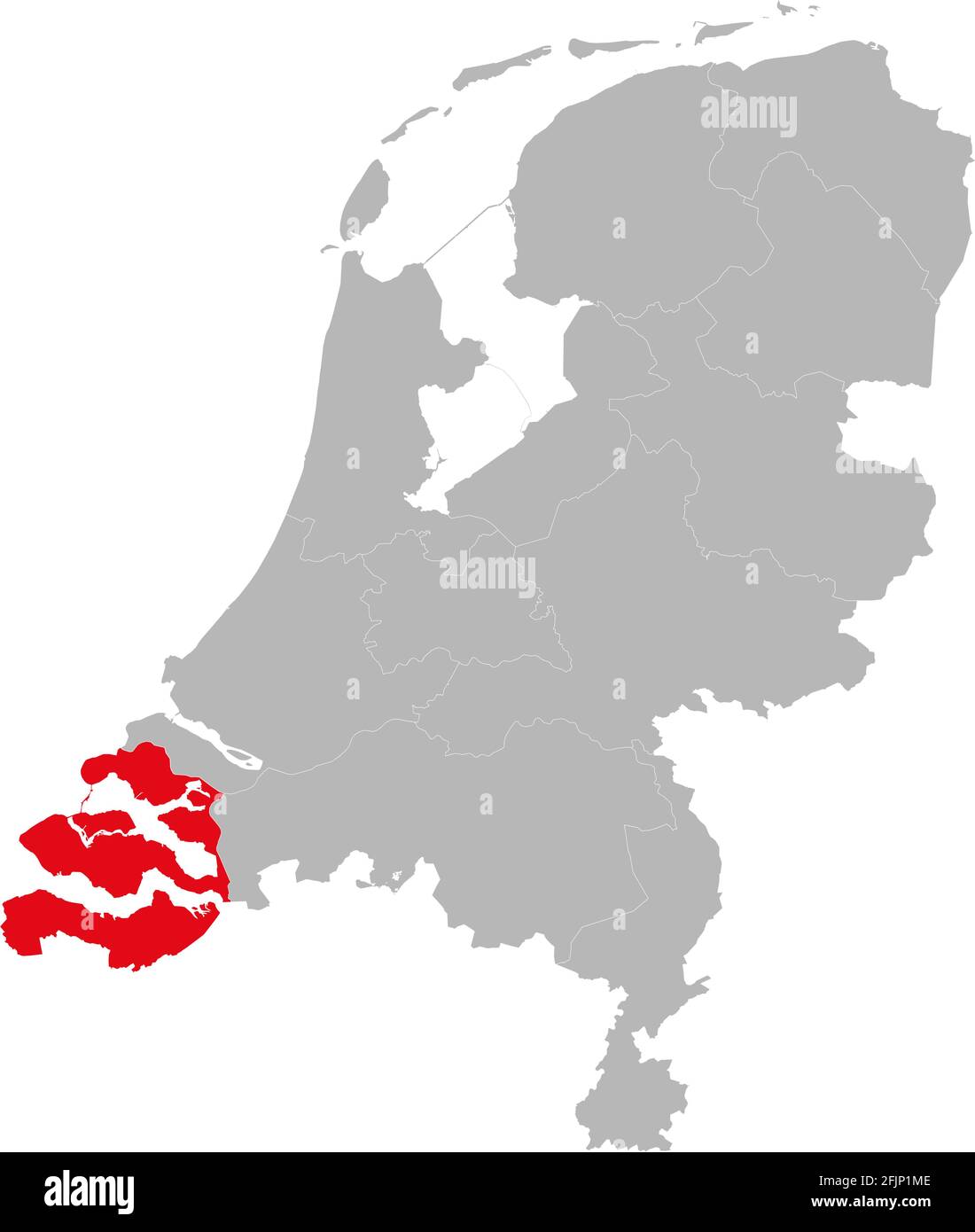 Provinz Zeeland niederlande auf der politischen Landkarte der niederlande hervorgehoben. Hintergründe, Diagramme, Geschäftskonzepte. Stock Vektor