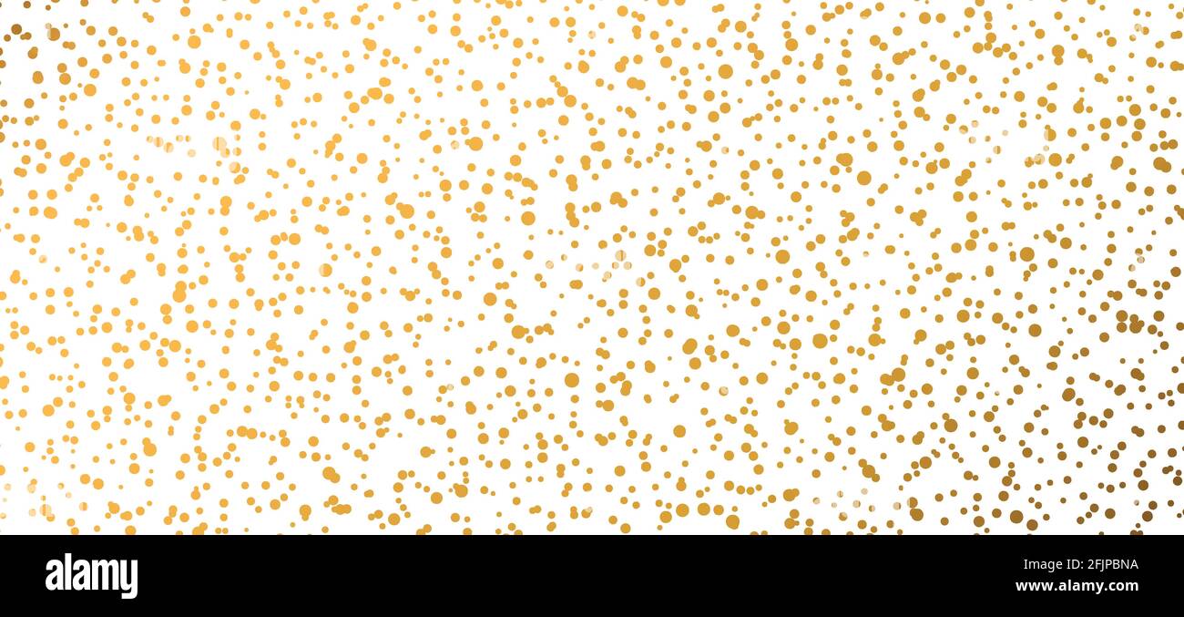 Abstrakt Mode Polka Punkte Hintergrund. Weiß gepunktetes Muster mit goldenen gradienten Kreisen. Vorlage für Einladung, Poster, Karte, Flyer, Banner Stock Vektor
