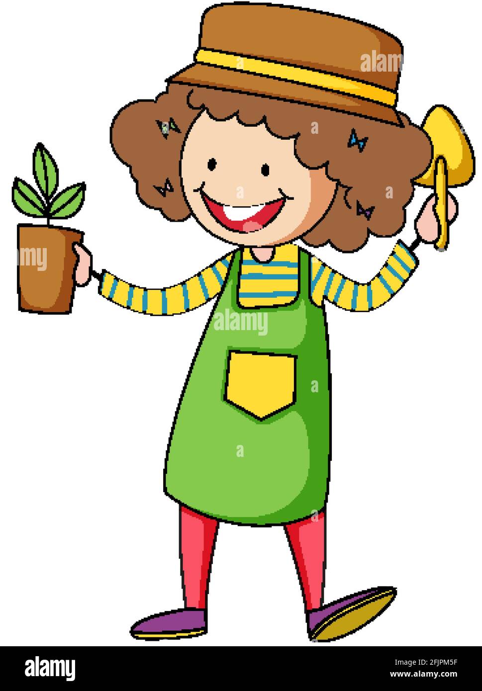Kleiner Gärtner Doodle Cartoon Figur Illustration