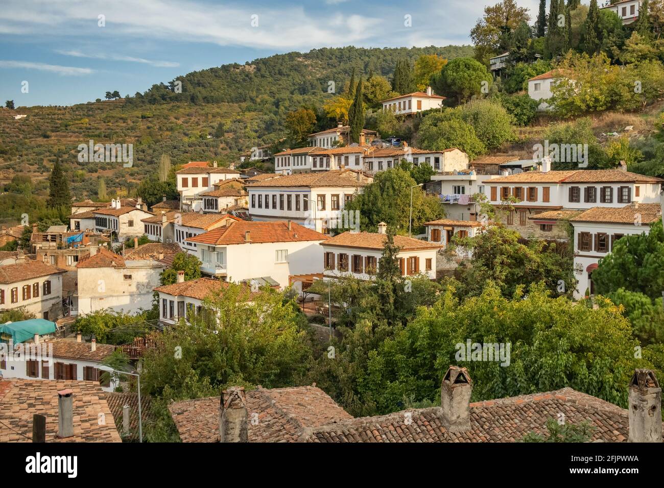 Alte Häuser im historischen Dorf Sirince in der Region Izmir, Türkei Stockfoto