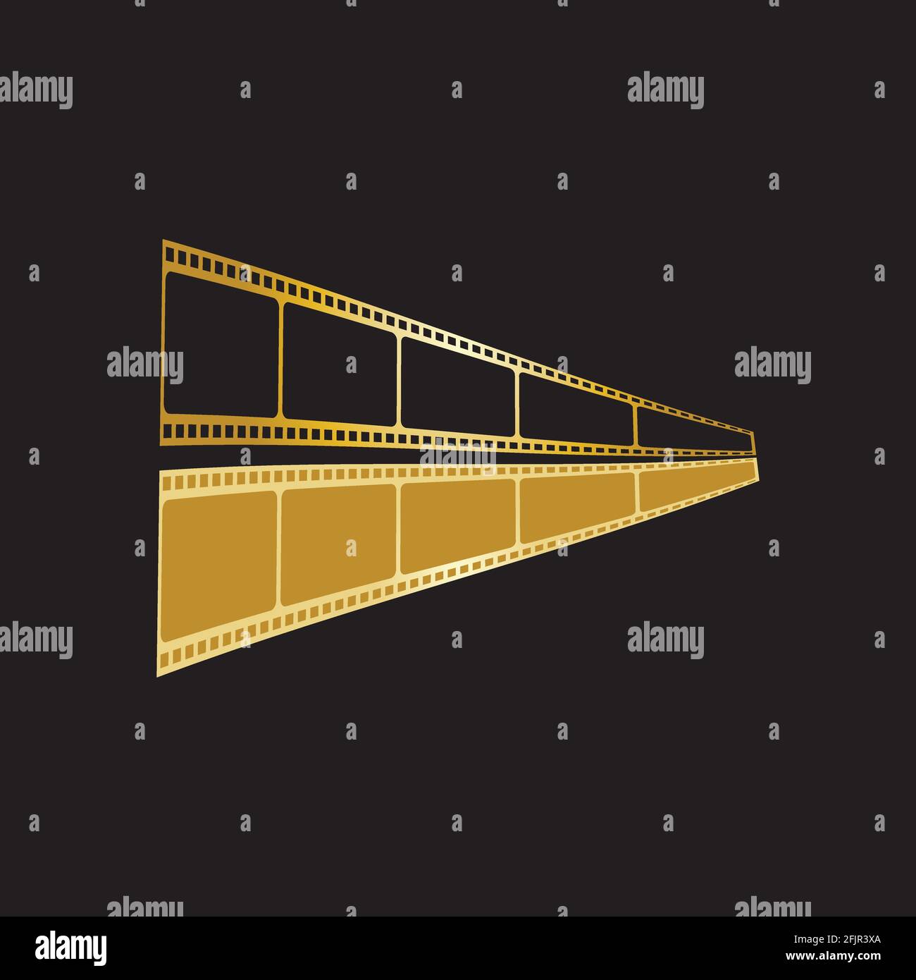 GOLDENER FILMSTREIFEN ISOLIERT AUF SCHWARZEM HINTERGRUND VEKTOR-ILLUSTRATION Stock Vektor