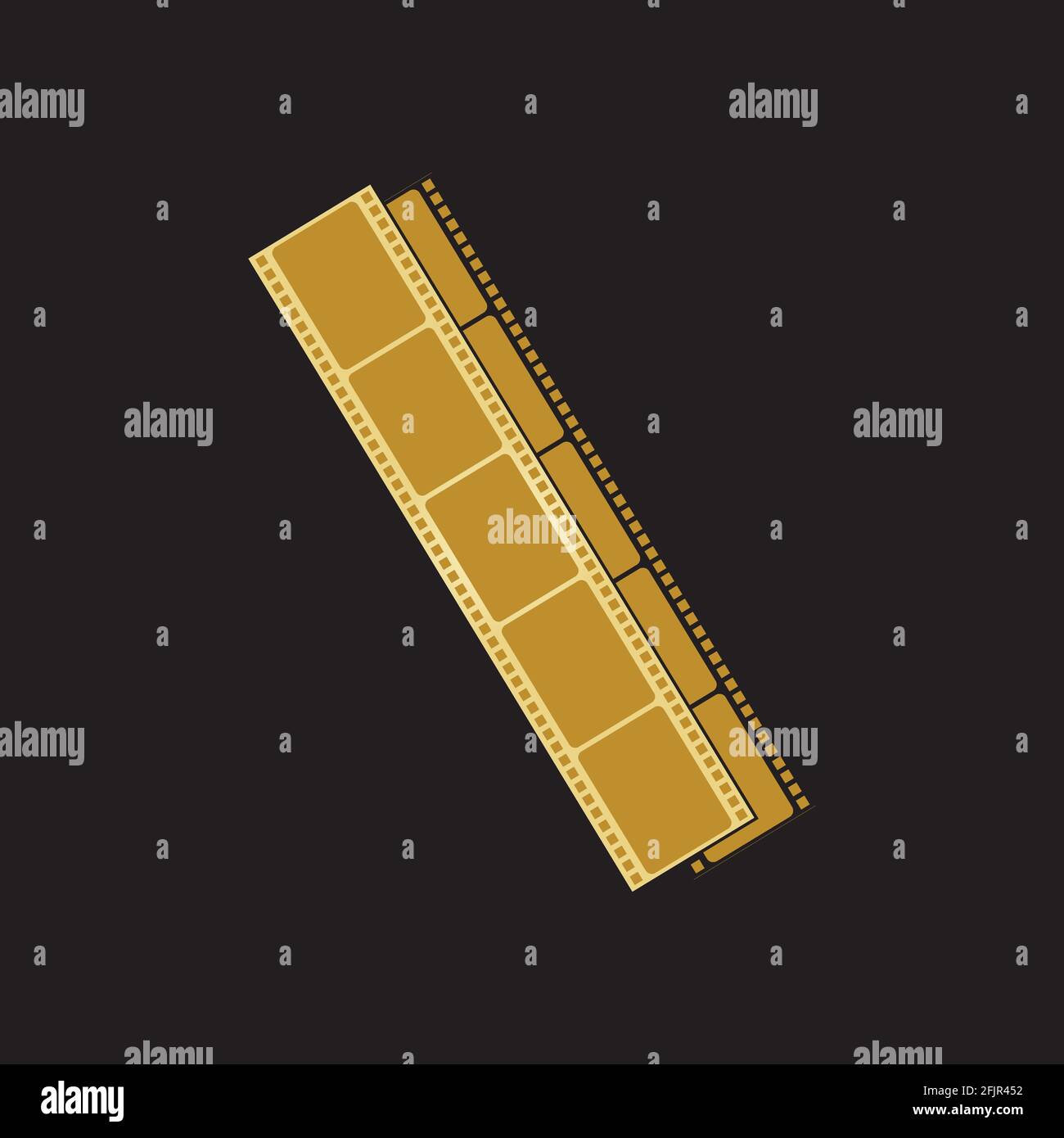 GOLDENER FILMSTREIFEN ISOLIERT AUF SCHWARZEM HINTERGRUND VEKTOR-ILLUSTRATION Stock Vektor