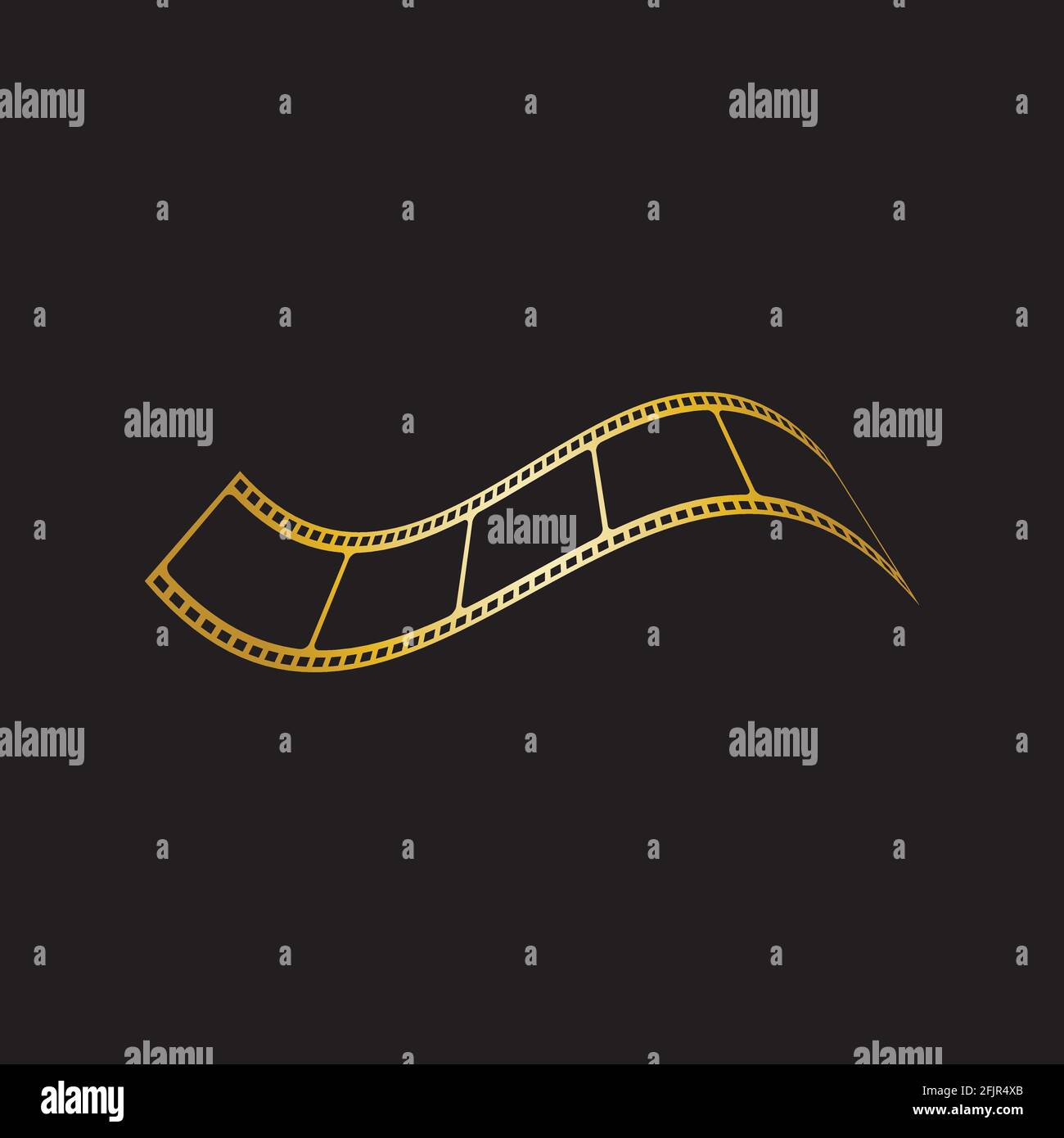 GOLDENER FILMSTREIFEN ISOLIERT AUF SCHWARZEM HINTERGRUND VEKTOR-ILLUSTRATION Stock Vektor